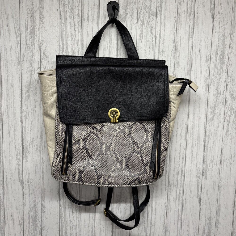 Fossil Snake Print Leather Amelia Bag Backpack - Picture 1 of 6
